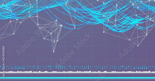 Composition of network of connections on blue background