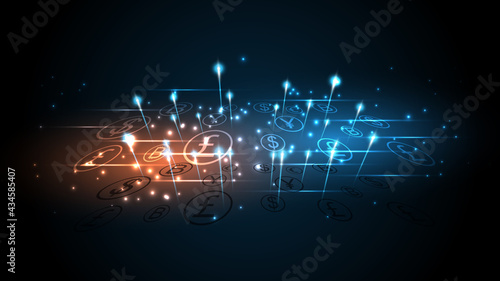 Money transfer, money transaction, global currency network, stock exchange business concept