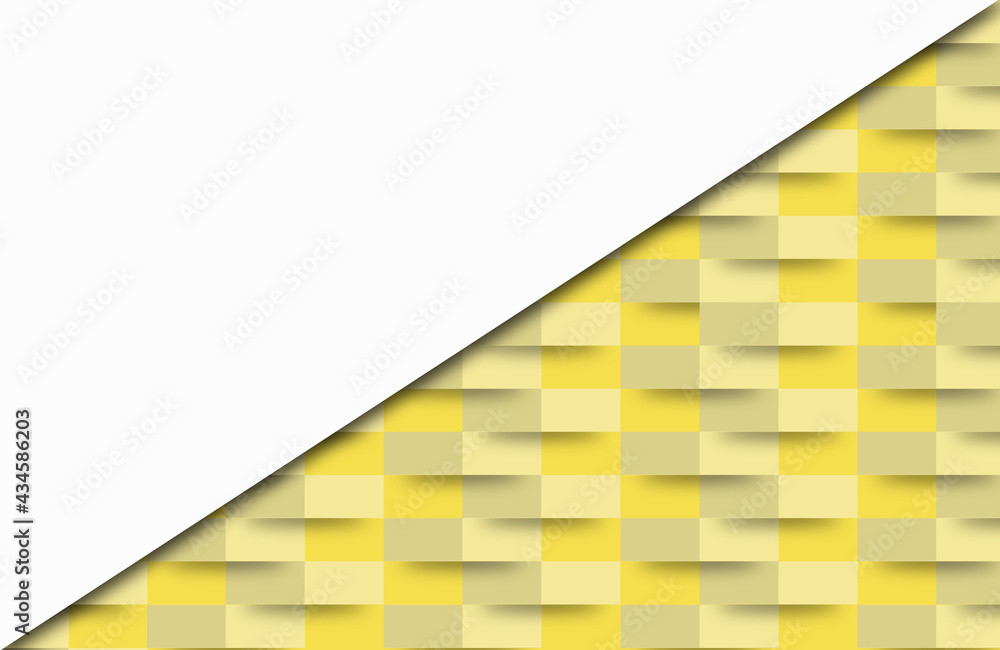Illuminating yellow and white 3d background. Textured wallpaper with copy space