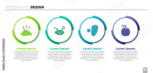 Set Shit, Insomnia, Deaf and Apple. Business infographic template. Vector