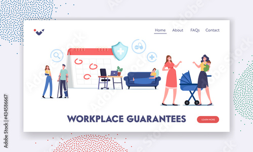 Characters Getting Workplace Guarantees and Perks Landing Page Template. Financing Diseases. Sick and Maternity Leave