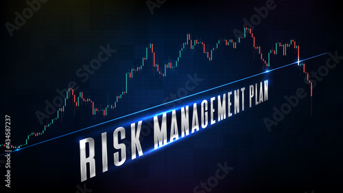 abstract background of risk management plan and candles stickchart technical analysis graph