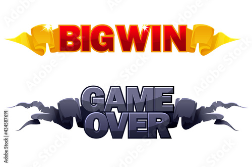 Big win, game over on the award ribbons for game ui.