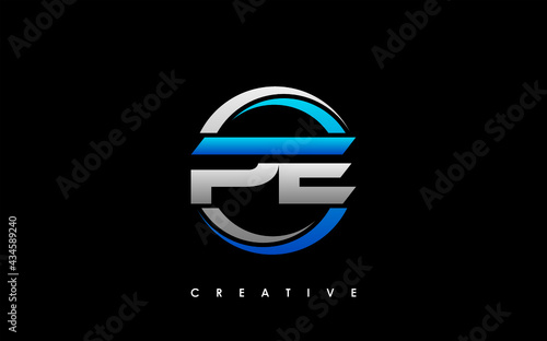 PE Letter Initial Logo Design Template Vector Illustration