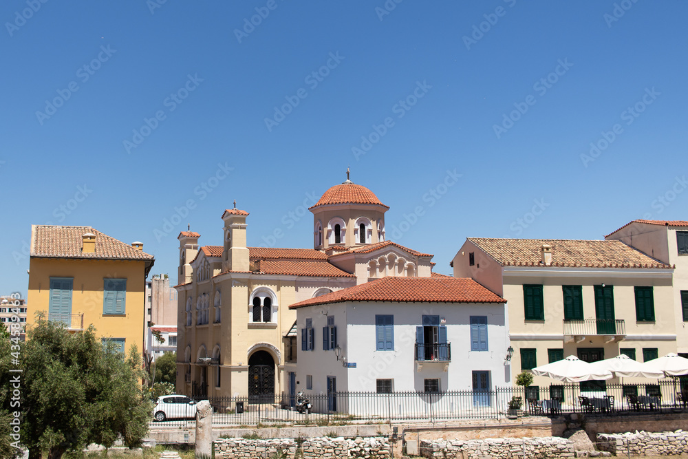 View of neoclassical houses at Monastiraki, Athens