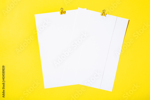 Mockup restaurant menu, wide and narrow on yellow background