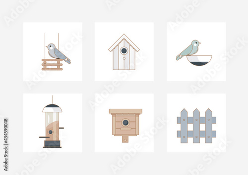 Cartoon cute birdhouse for flying birds