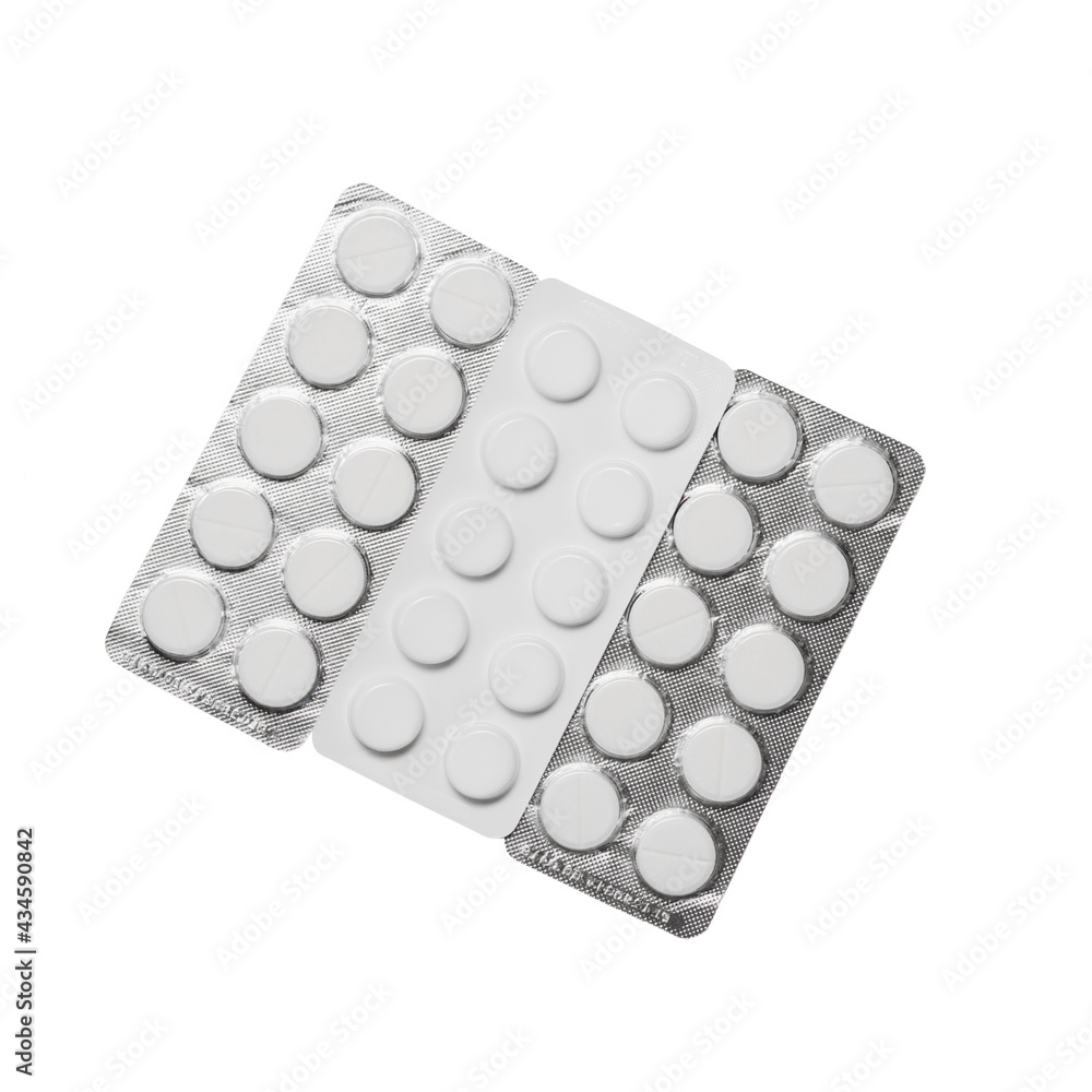 Packed pills isolated on white background clipping path Packed pills isolated on white background clipping path