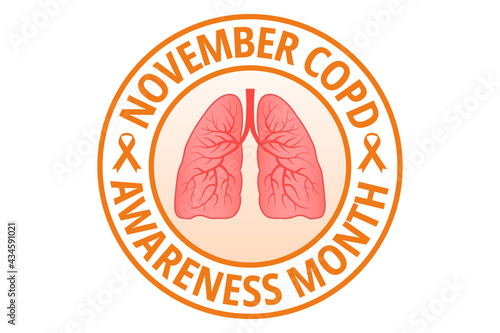 November copd awareness month flat vector illustration. A health design for banner, poster, web. Protection, healthcare, prevention concept.
