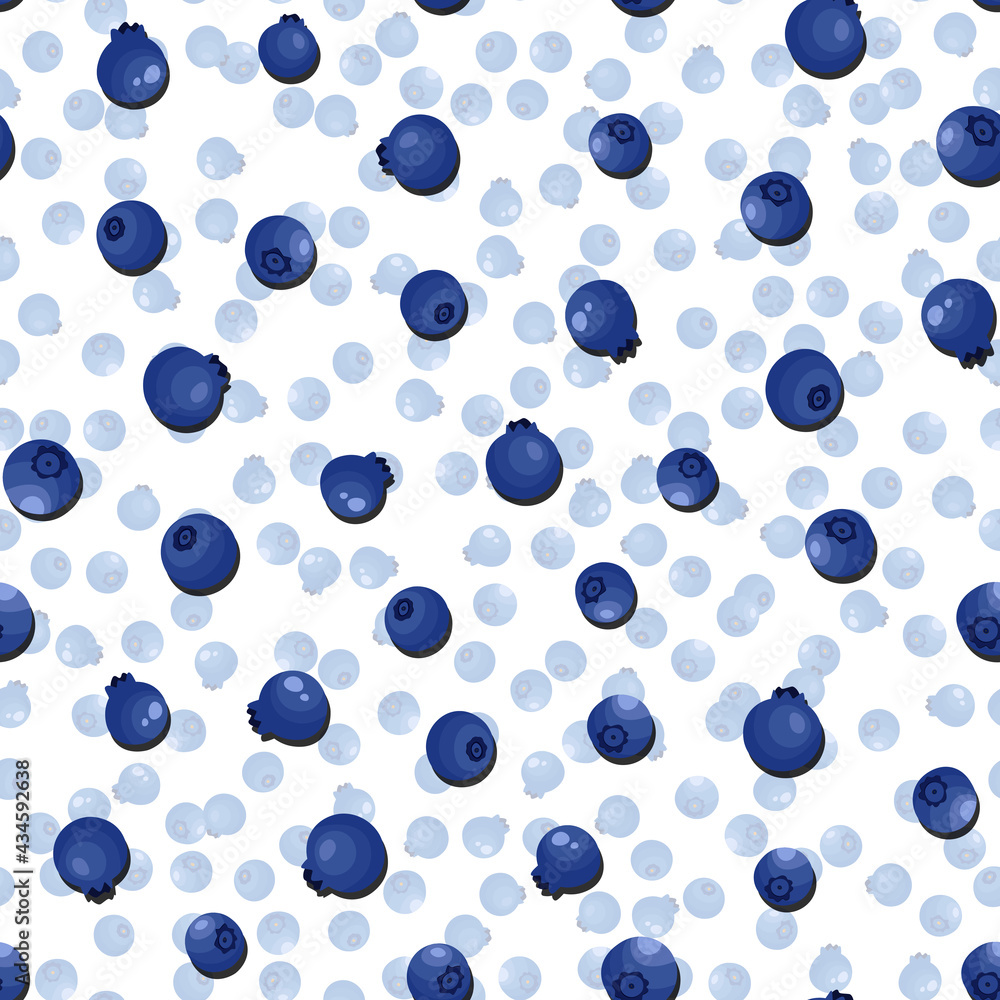 Seamless pattern with blueberry on white background. Natural fresh ripe tasty blueberries. Vector illustration for background, packaging, textile, fabric and various other designs. Seamless pattern with blueberry on white background. Natural fresh ripe tasty blueberries. Vector illustration for background, packaging, textile, fabric and various other designs.