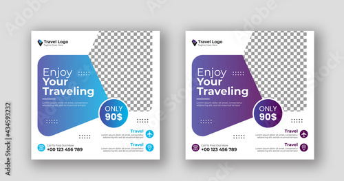 Business social media post square travel banner template