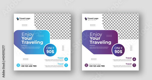 Business social media post square travel banner template