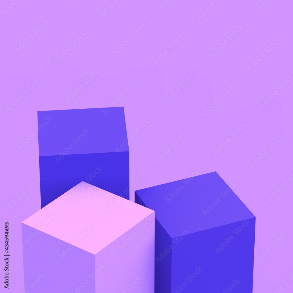 Abstract 3d purple violet and white cubes square podium minimal studio background. Abstract 3d purple violet and white cubes square podium minimal studio background.