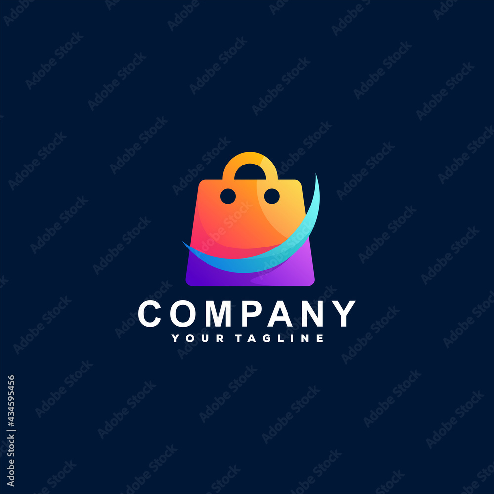 shopping bag gradient logo design shopping bag gradient logo design