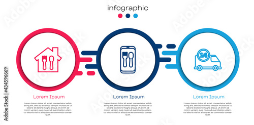 Set line Online ordering and delivery, and Fast by car. Business infographic template. Vector