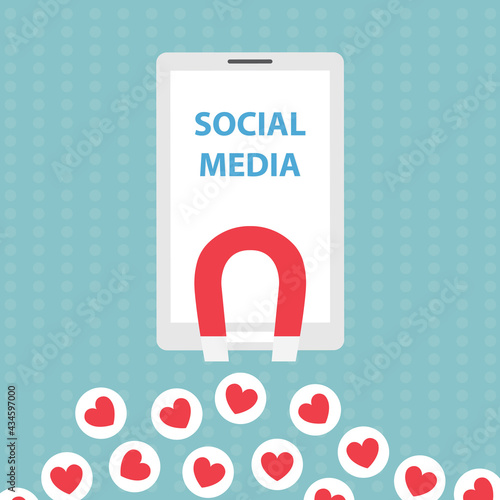 social media attracting like a magnet concept- vector illustration