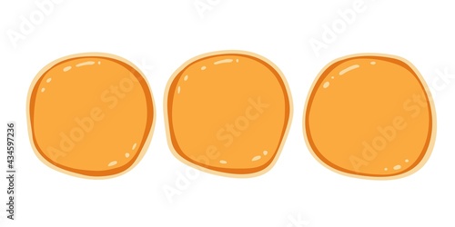Pancake set. Breakfast snacks. Vector illustration isolated on white background. Happy pancake day. Flat design style for menu, cafe, restaurant, poster, banner, emblem, sticker.