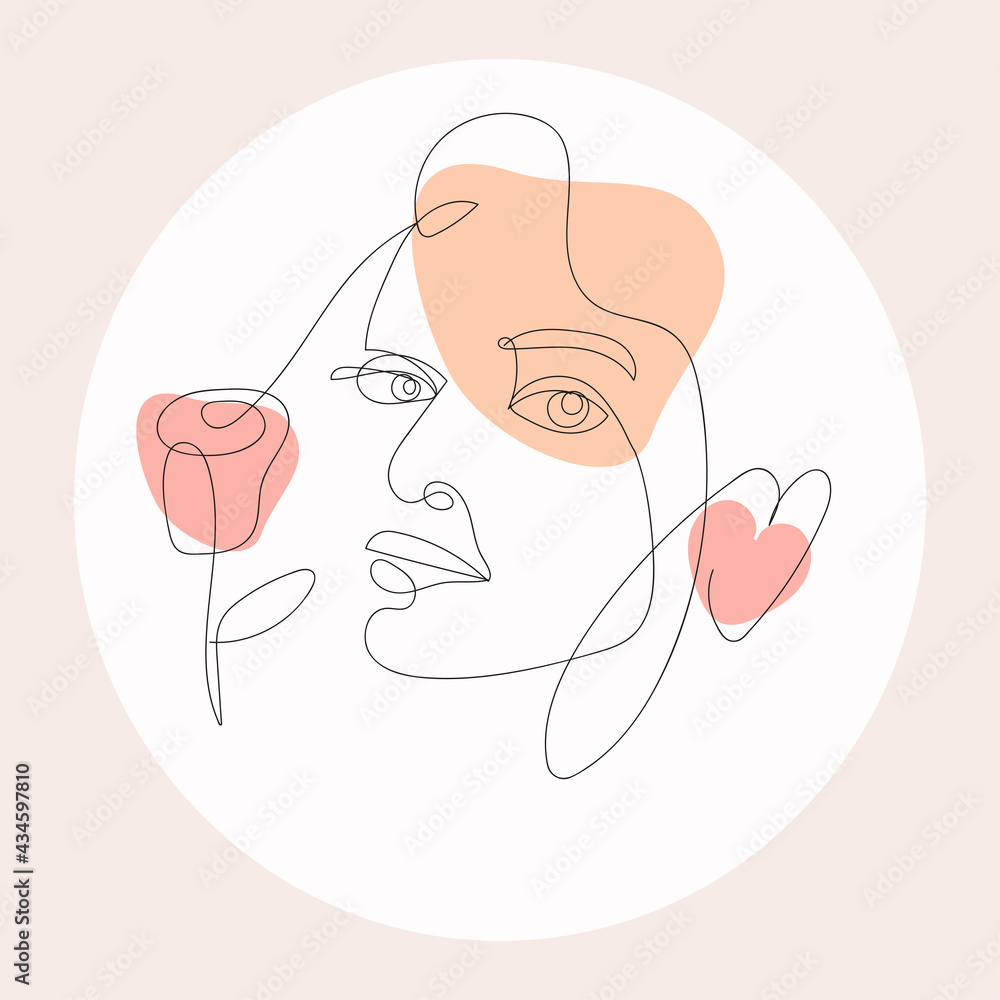 The face of a woman in the style of one line The face of a woman in the style of one line