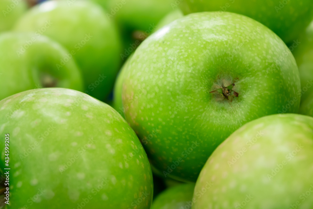 Photo on the theme of fruit. Boxes of juicy apples in the supermarket. Photo on the theme of fruit. Boxes of juicy apples in the supermarket.