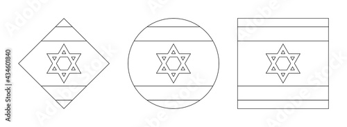 israel flag outline set, isolated on white background	
