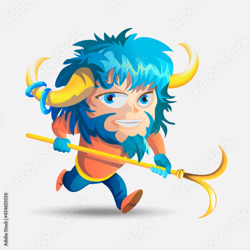 Zodiac signs - Aries. Colored vector illustration. Aries funny cute cartoon character. Isolated on white background. Print design, prediction, horoscope