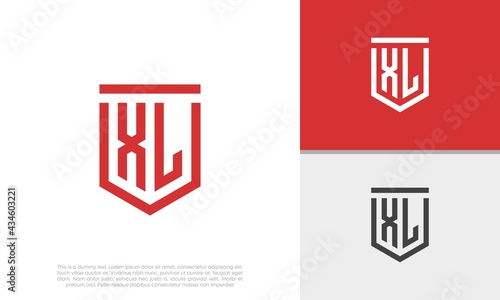 Initials XL logo design. Initial Letter Logo. Shield logo.	
