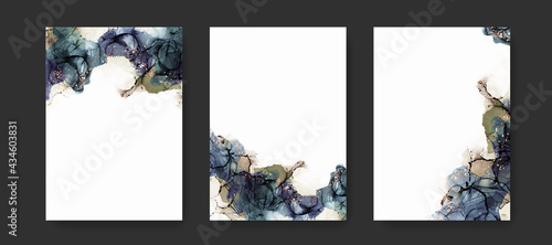 A4 abstract watercolor alcohol ink backgrounds for book or brochure covers, fluid vector art illustration for flyer, poster, cards