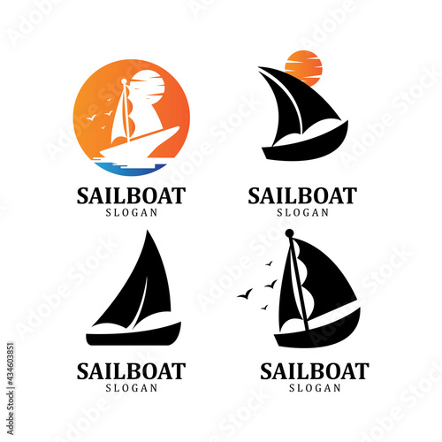 Asian Traditional Sailboat symbol design logo