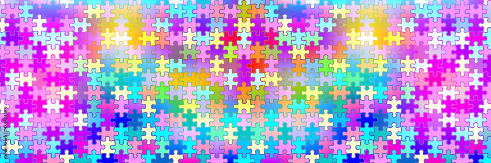 Rainbow Geometric Pattern with Grid. Jigsaw Puzzle Pieces Isolated on Iridescent Background. Raster Illustration Rainbow Geometric Pattern with Grid. Jigsaw Puzzle Pieces Isolated on Iridescent Background. Raster Illustration