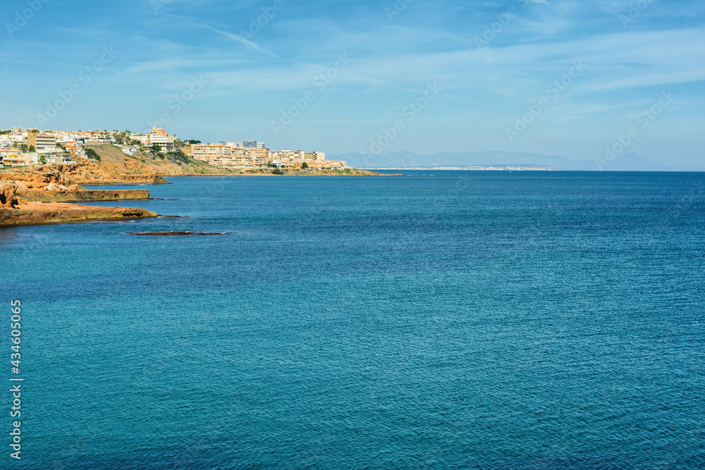 Coast of Mediterranean sea with bays and cliffs, Torrevieja, Alicante region, Spain, Europe Coast of Mediterranean sea with bays and cliffs, Torrevieja, Alicante region, Spain, Europe