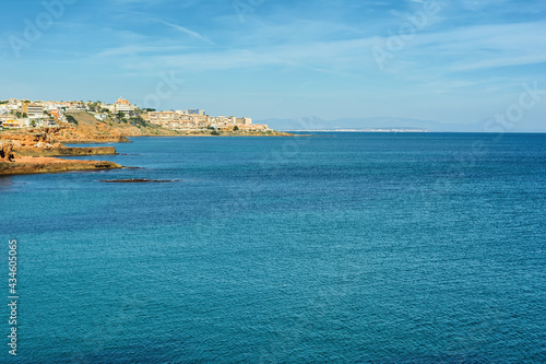 Coast of Mediterranean sea with bays and cliffs, Torrevieja, Alicante region, Spain, Europe