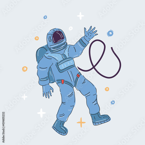 Vector illustration of astronaut in a spacesuit in zero gravity