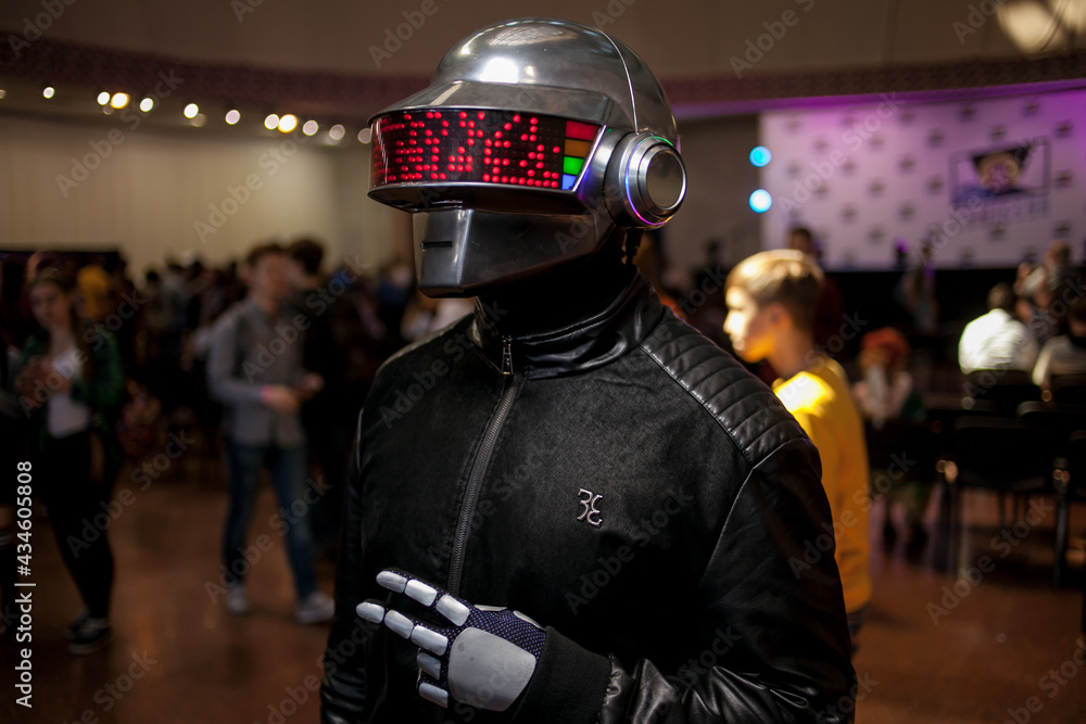 Obraz premium Kiev, Ukraine - May 20, 2018: Comic Con, an annual festival of geek culture in Kiev, Ukraine. Cosplayers in costumes. People in costumes of characters in the Daft Punk, Marvel, DC Universe