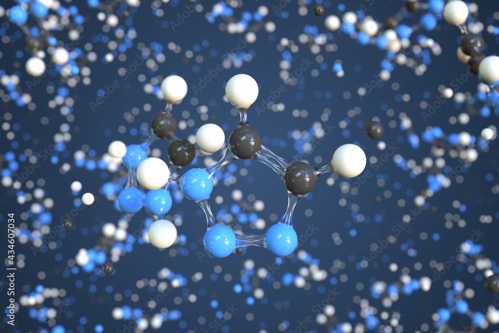 Triazole molecule made with balls, scientific molecular model. Chemical 3d rendering Triazole molecule made with balls, scientific molecular model. Chemical 3d rendering