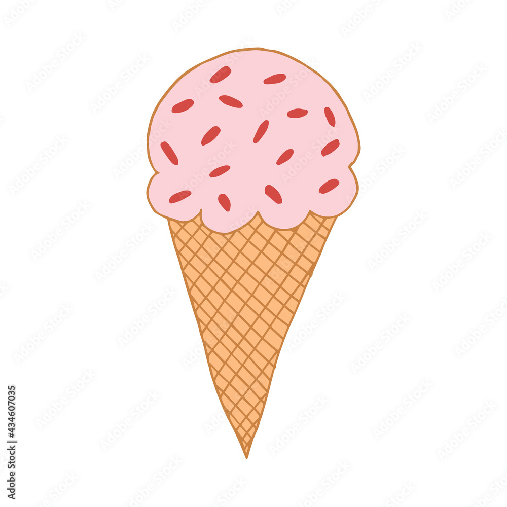 Hand drawn vector cute ice cream. Doodle style. Black outline isolated on white. Design for greeting cards, scrapbooking, textile, wrapping paper, cafe or restaurant menu, food infographic. Good for Hand drawn vector cute ice cream. Doodle style. Black outline isolated on white. Design for greeting cards, scrapbooking, textile, wrapping paper, cafe or restaurant menu, food infographic. Good for