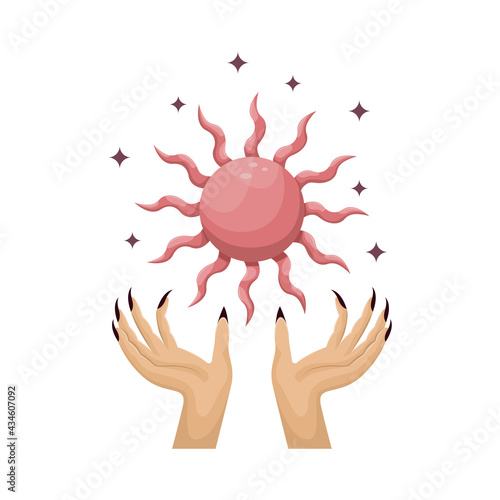 Mystical astrological vector illustration. Magic symbols. Zodiac. Astronomy.