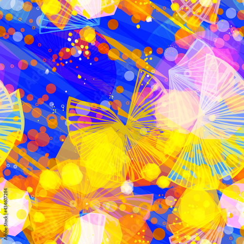 Bright floral seamless pattern. Motion effect. Abstract vector background for web page, banners backdrop, fabric, home decor, wrapping