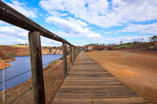 Wooden walkway near a lake