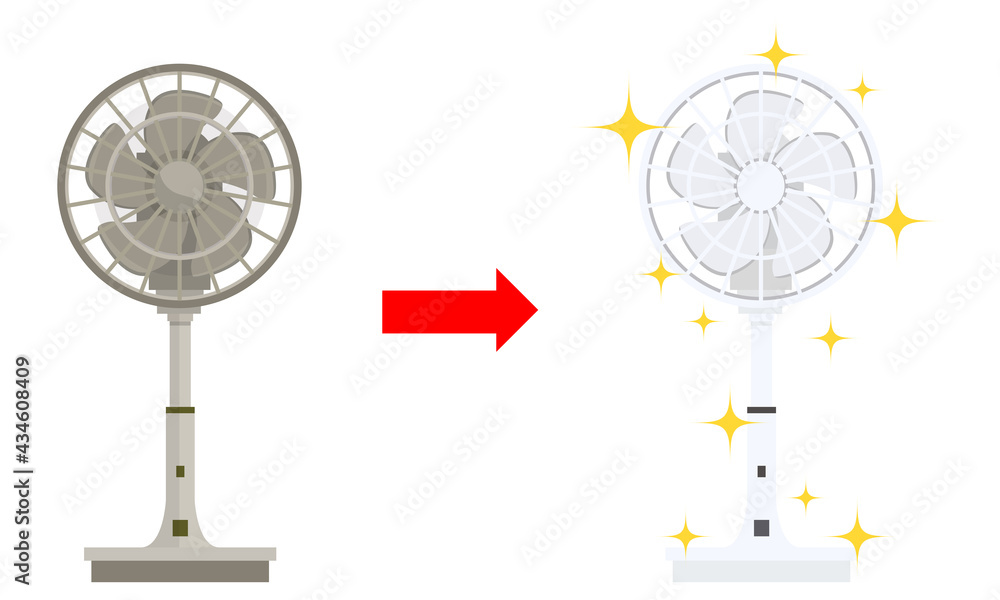家電 扇風機のイラスト ホコリ 汚れ 掃除 Stock Vector Adobe Stock