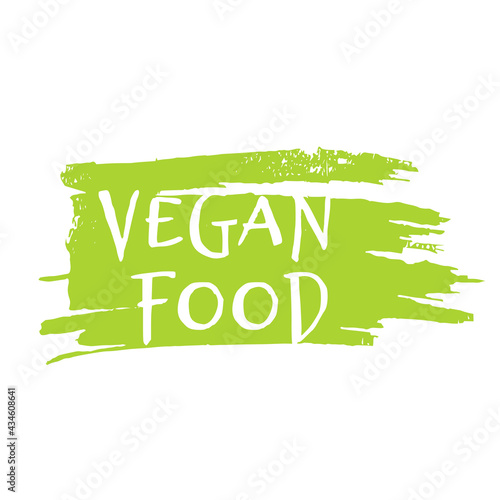 Vegan food label design. Vegan, no meat, lactose free, healthy, fresh and nonviolent food. 