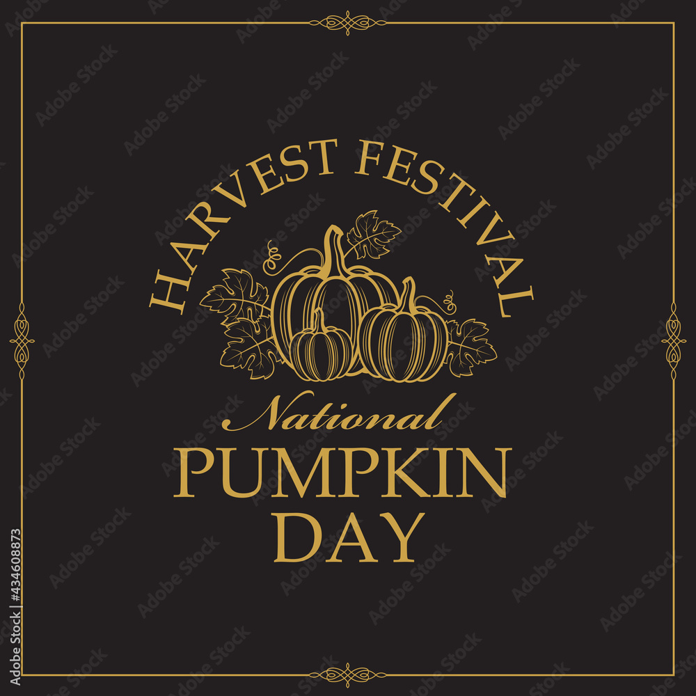 emblem of vegetable pumpkins with green leaves isolated on black background emblem of vegetable pumpkins with green leaves isolated on black background