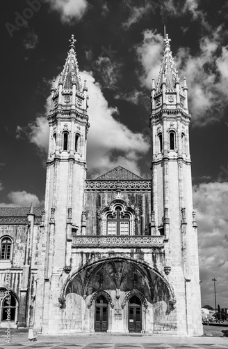 The facade entrance to the maritime museum inside the  Jeronimos Monastery in Belem, Lisbon, Portugal