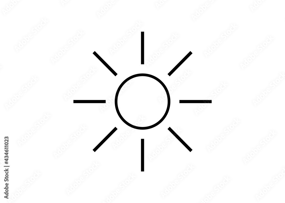 Simple isolated sun icon for graphic design projects, flat design, summer sun, sunrise, sunlight, light, vector illustration Simple isolated sun icon for graphic design projects, flat design, summer sun, sunrise, sunlight, light, vector illustration