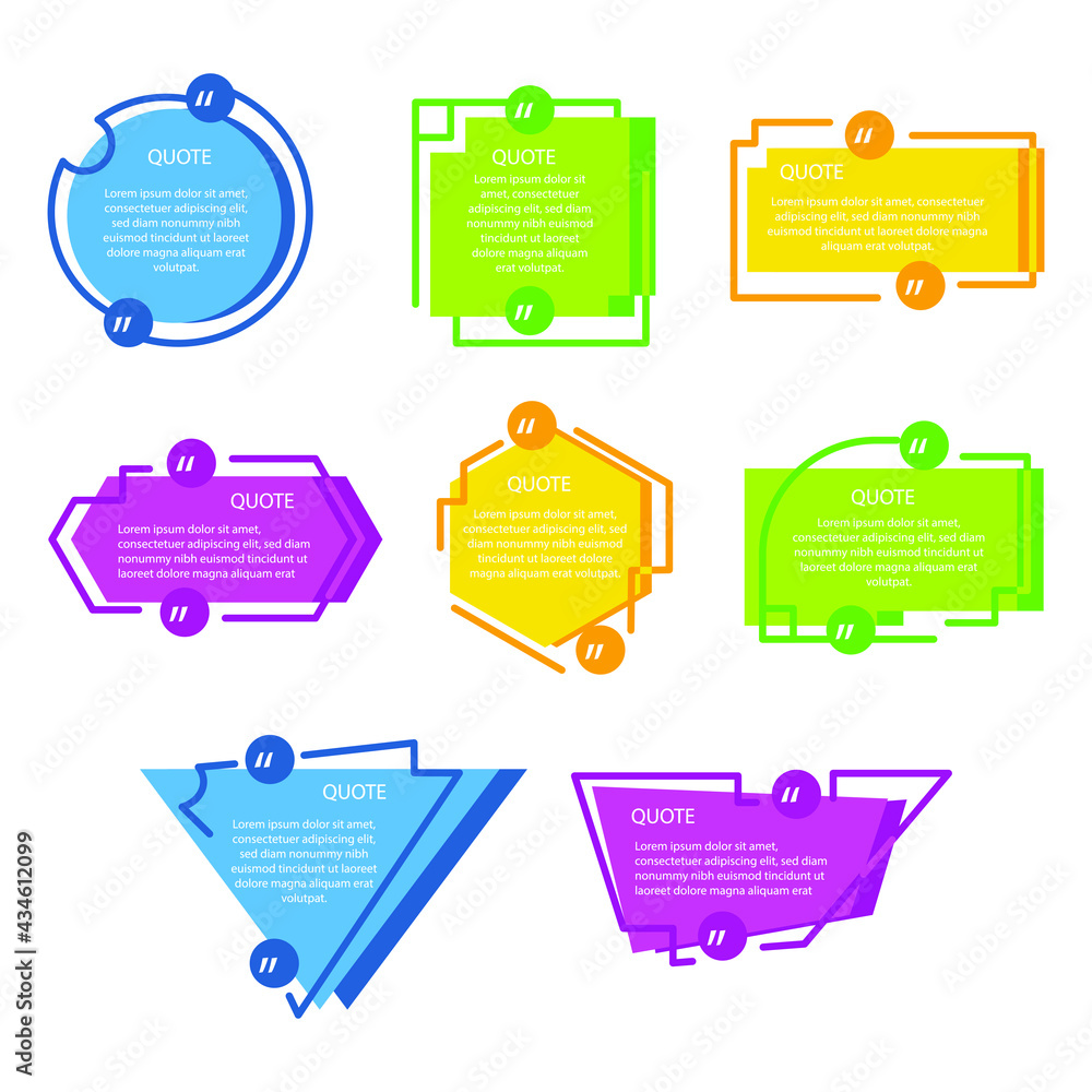 Quote Box Frame Set Text Speech Bubble Design Comment Quotation Feedback Sentence Quote Word Business Quote Citation Note Description Box Frame Template Vector Illustration Stock Vector Adobe Stock