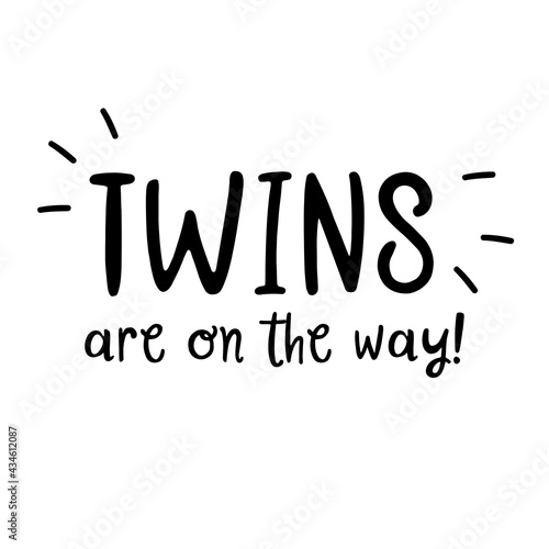 Twins are on the way announcement vector card.