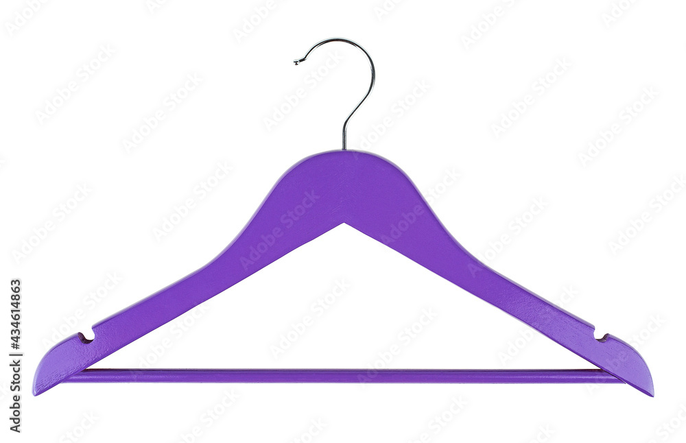 Violet wooden clothes hangers isolated on a white background Violet wooden clothes hangers isolated on a white background