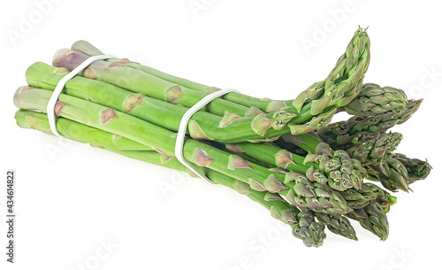 Fresh organic green asparagus isolated on a white background. Bunch of fresh asparagus.