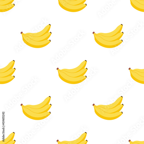 Banana seamless cartoon pattern background, vector fruit seamless yellow banana bunch illustration
