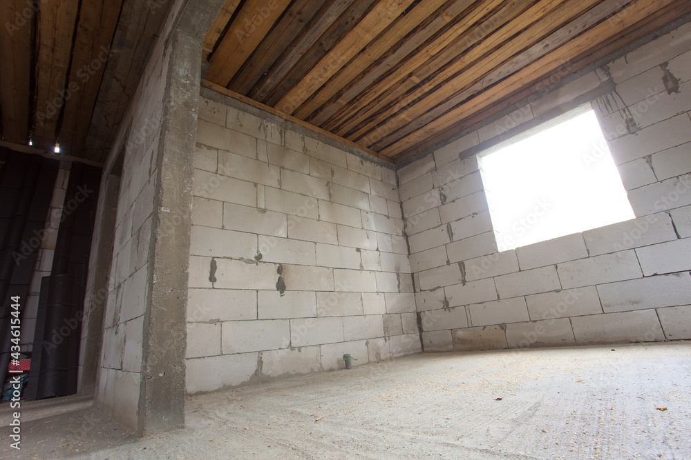 interior of new house construction site