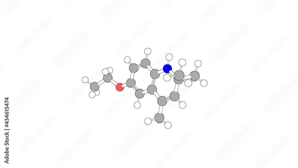360º realistic 3D view of Ethoxyquin as a seamless loop over a white opaque background with alpha mask. Also called ethoxyquine and santoquin. 360º realistic 3D view of Ethoxyquin as a seamless loop over a white opaque background with alpha mask. Also called ethoxyquine and santoquin.